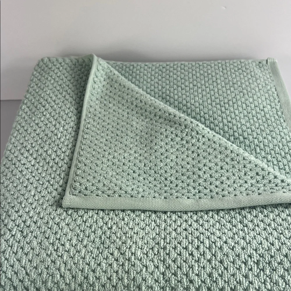 Ecoexistence Bamboo Bath Towels Blue (green) Waffle Soft Cotton Set of 2 NEW